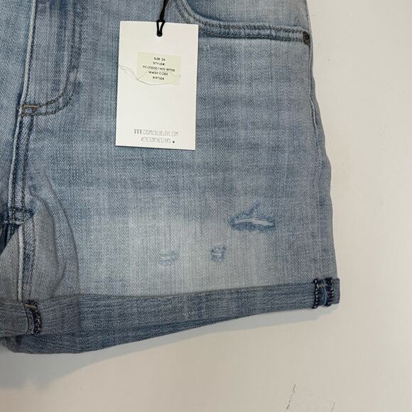 Cosmic Blue Love Jodie Distressed Cuffed Shorts Blue NWT Size 26 Denim - Picture 5 of 9